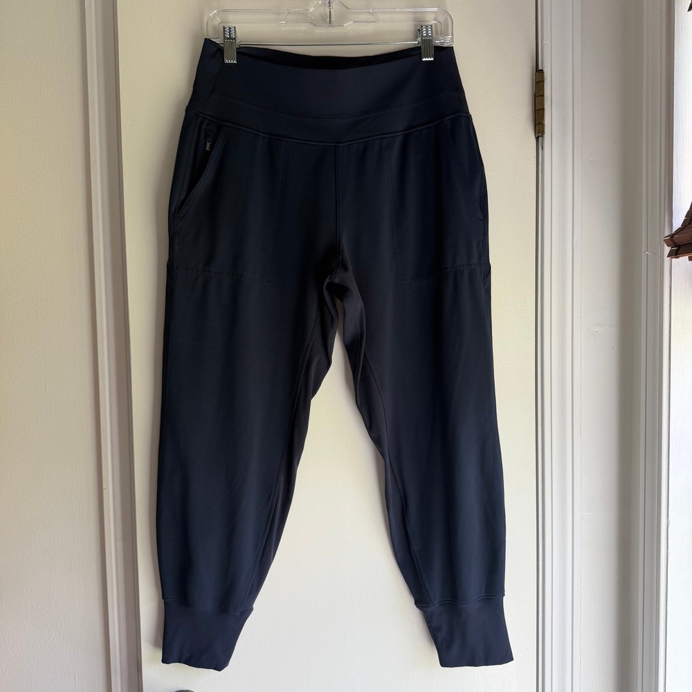 Athleta Venice Jogger Navy Blue High Rise Ribbed Waistband Pants Womens Size MP